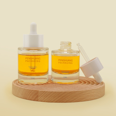OEM 1oz Szklane butelki z zakraplaczem do surowicy 50 ml Płaskie ramię