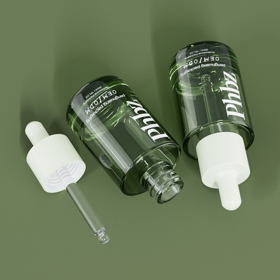 OEM 30ML 1 uncja Luksusowe szklane butelki z zakraplaczem Zielona butelka z serum
