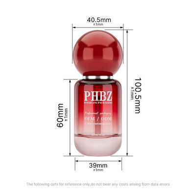 30 ml / 1 oz Pustka butelka z czerwonym szklanym serum kosmetycznym z okrągłą czapką kulkową, kolorystyczny OEM ODM opakowanie do pielęgnacji skóry do oleju eterycznego