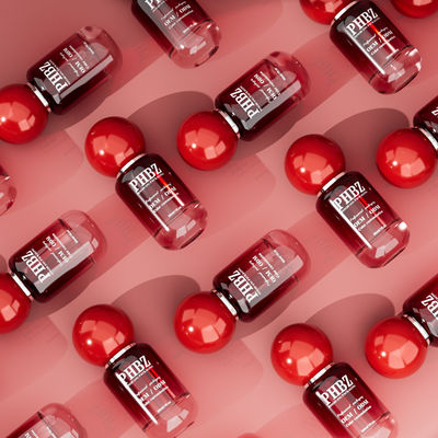 30 ml / 1 oz Pustka butelka z czerwonym szklanym serum kosmetycznym z okrągłą czapką kulkową, kolorystyczny OEM ODM opakowanie do pielęgnacji skóry do oleju eterycznego