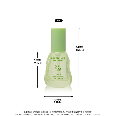 Avocado Green Clear 30 ml Szklane butelki z płynnym fundamentem do opakowań do pielęgnacji skóry