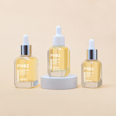 Niestandardowe 10 ml, 20 ml, 30 ml, 40 ml, kwadratowe szklane butelki z pipetą