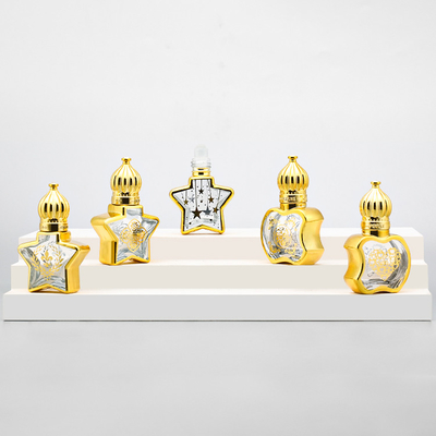 Luxury Cosmetic Packaging Glass Roll On Bottles With Gold Cap Perfumery Roll Container