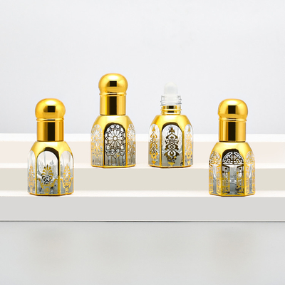 Luxury Cosmetic Packaging Glass Roll On Bottles With Gold Cap Perfumery Roll Container