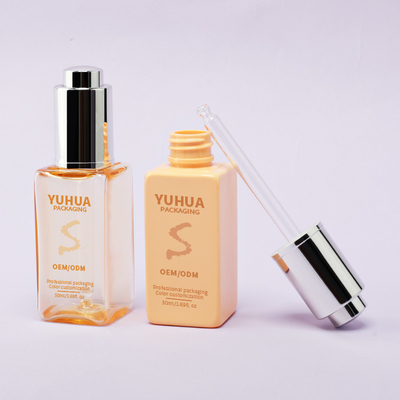 Niestandardowe logo Plastikowa kwadratowa butelka z zakraplaczem Esencja Olejek Serum Butelka do spersonalizowanego logo Pielęgnacja skóry