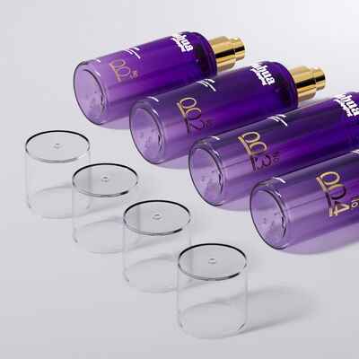 Zestaw kosmetycznych opakowań z plastikowych butelek z niestandardowym logo sitodrukiem i hot stampingiem do przechowywania toników, balsamów i serum