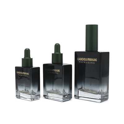 Kosmetyczne 30 ml 50 ml 100 ml Pusta czarna kwadratowa luksusowa szklana butelka z zakraplaczem olejków eterycznych