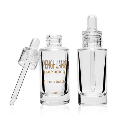 przezroczysta szklana butelka z kroplomierzem na serum 30ml