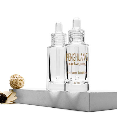 przezroczysta szklana butelka z kroplomierzem na serum 30ml