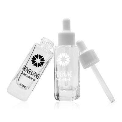 50 ml szklana butelka surowicy z białym zakraplaczem