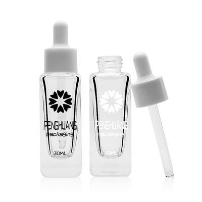 50 ml szklana butelka surowicy z białym zakraplaczem