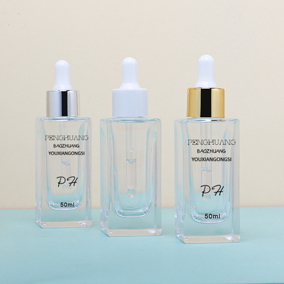 MSDS Skin Care Serum Butelki z zakraplaczem 50 ml Kwadratowa szklana butelka