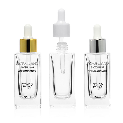 MSDS Skin Care Serum Butelki z zakraplaczem 50 ml Kwadratowa szklana butelka
