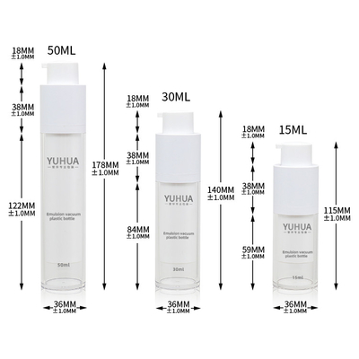 Bezpowietrzna plastikowa butelka PET 15 ml 30 ml 50 ml Przezroczysty okrągły kształt