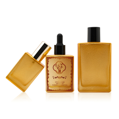 Lucury Glass Golden Serum Butelki z zakraplaczem Olejek do perfum Opakowanie Logo Niestandardowe 50 ml 100 ml 120 ml