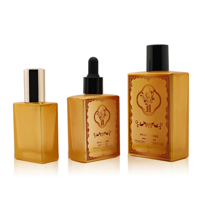 Lucury Glass Golden Serum Butelki z zakraplaczem Olejek do perfum Opakowanie Logo Niestandardowe 50 ml 100 ml 120 ml