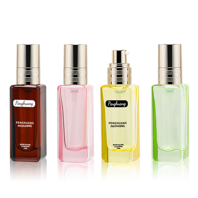 Butelki szklane Golden Pump Lotion Niebieski Różowy Zielony Bursztynowy Półkolor Przezroczysty 30 ml