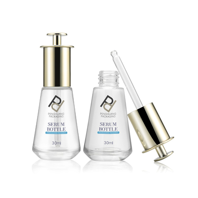 30ml Szklane butelki z zakraplaczem do serum, kolba stożkowa, tłoczenie na gorąco