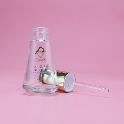 30ml Szklane butelki z zakraplaczem do serum, kolba stożkowa, tłoczenie na gorąco