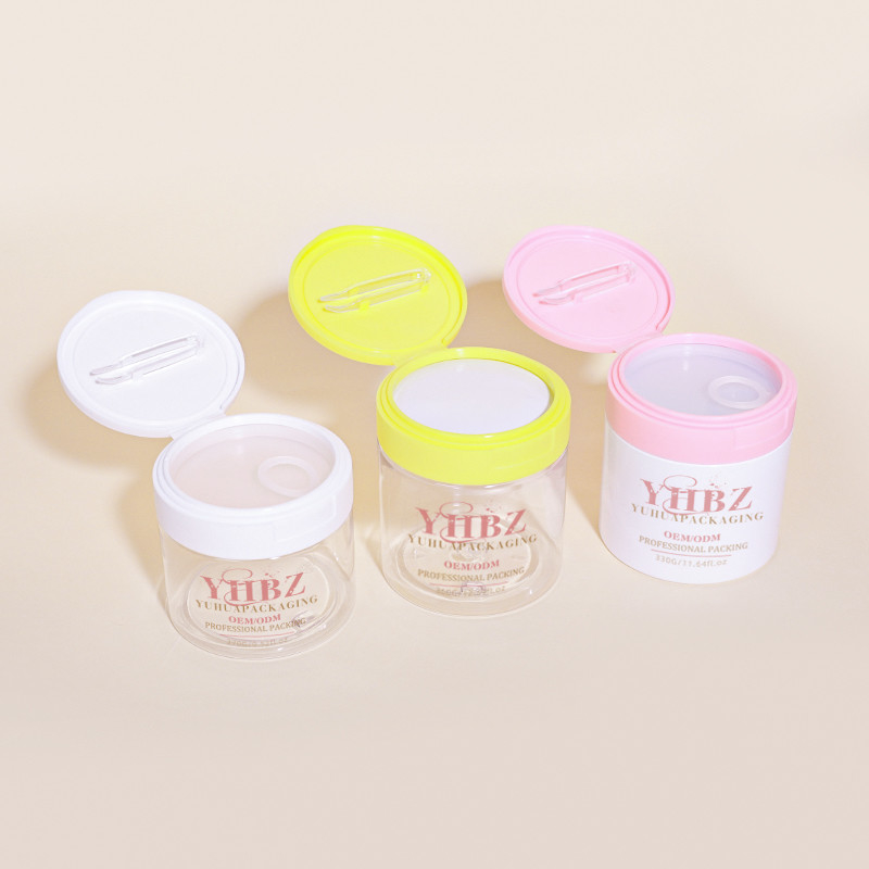 270g 330g 360g FLIP top cap makeup bawełniany pojemnik dla zwierząt domowych plastikowy słoik kosmetyczny z pincetą