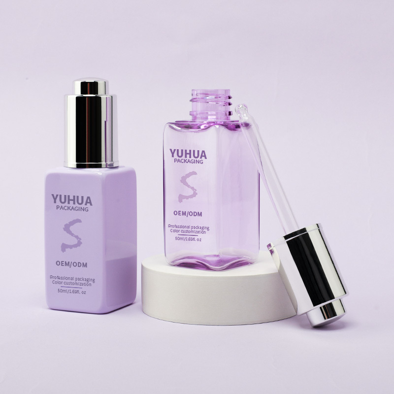 Niestandardowe logo Plastikowa kwadratowa butelka z zakraplaczem Esencja Olejek Serum Butelka do spersonalizowanego logo Pielęgnacja skóry