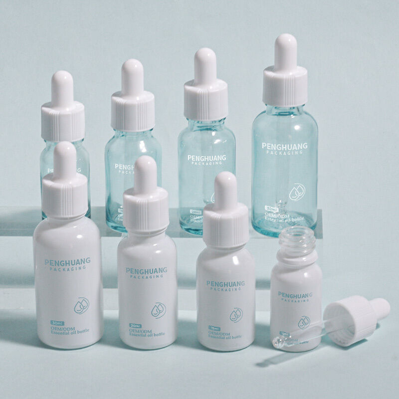 Szklany kroplówka oleju Logo butelki szklanej Niestandardowy gładki pojemnik Zaprojektowany do olejów eterycznych Serów i kosmetyków