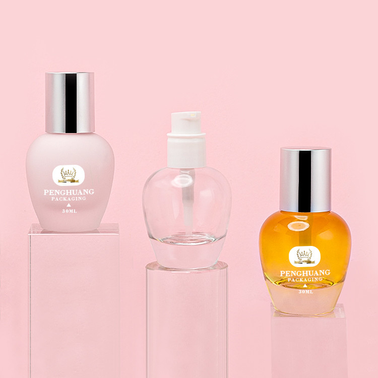 Niestandardowy kolor 30 ml szklana butelka z podkładem hurtowa pompa do balsamu opakowanie do pielęgnacji skóry szklana butelka z podkładem kosmetycznym